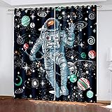 YTSDBB Verdunkelungsvorhang mit Ösen Blau Astronaut Grafik B 110 x H 95 cm Thermovorhang Schlafzimmer Lichtundurchlässig Stoff Lärmschutzvorhang für Junge Mädchen Wohnzimmer Teenag