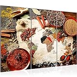 Runa Art Küche Gewürze Bild Wandbilder Wohnzimmer XXL Bunt Küchenbilder 120 x 80 cm 3 Teilig Wanddeko 030031