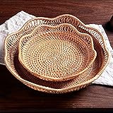 LxhkJ Rattan Tray Brotkorb Rund Tray Rund Tablett Korb, Rattan Handgewebtes Korb, Korb Brotablage Kleine Ablage 28.5x6