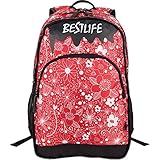 PEDEA Unisex Rucksack „BESTLIFE JUST“ Schultasche Freizeittasche mit Laptopfach bis 15,6 Zoll (39,6cm), rot/weiß