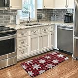Weihnachtsteppiche Weihnachten Schneeflocke Kariert Kariert Teppiche für Küche Badezimmer Weihnachten Dekorative Fußmatte Kleine Teppich Matte 100 x 50