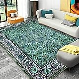 Teppiche couchtisch modern Teppich Grünes kleines Blumenmuster, frischer Balkonteppich, Wohnzimmerteppich weich und pflegeleicht läufer teppiche Flur 60X120cm babytepp