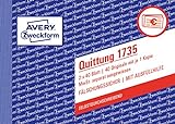 AVERY Zweckform 1735 Quittungsblock (A6 quer, 2x40 Blatt, mit Durchschlag, fälschungssicher, separat ausgewiesene MwSt., für Deutschland und Österreich) weiß/gelb