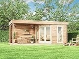 Alpholz Gartenhaus Hanna Modern aus Massiv-Holz | Gerätehaus mit 40 mm Wandstärke | Garten Holzhaus inklusive Montagematerial | Geräteschuppen Größe: 598 x 322 cm | F