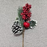 LIUTIAN 11-Zoll-künstlicher Kiefernzweig-Weihnachtsdekoration, Holly rote Beerenzweig-Stammdekoration for DIY. Weihnachten (Color : Multicolor, Size : A2)