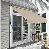 pro.tec Klemmmarkise Sandfarben 350 x 120 x 200-300cm Markise Balkonmarkise Sonnensegel Sonnenschutz ohne B