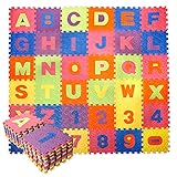 CCLIFE 18er 36er Puzzlematte Eva Alphabet schadstofffrei wasserdicht Spielmatte Schaumstoffmatte Kinderteppich Spielteppich, Farbe:36er, Bunte Alphabet und Z