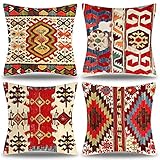 Marokko Kissenbezüge Boho Kissen Geometrisch Dekorative Kissenbezüge Türkei Teppich Decor Kissen Leinen Throw Kissenbezüge Sofa Kissenbezüge für Schlafzimmer Chirsmas Outdoor Garten Wohnzimmer Dek