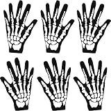 3 Paare Neue Halloween Schwarz Weiß Skeleton Handschuhe Schädel Fancy Dress Zubehör Geist Skelett für Erwachsene Halloween Tanzen Party Kostüm Handschuhe (Groß)