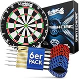 DartPro - DAS ORIGINAL - Dartscheibe mit Pfeilen - Profi Steeldartscheibe aus hochwertigstem Sisal - Dartboard inkl. Montageset - Dart Scheibe mit 6 Gratis Dartp