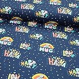 BIO Baumwoll-French Terry/Sommersweat/Stoff Peanuts Snoopy - Kinderstoff - Babystoff - Stoff zum Nähen - Meterware ab 50cm x 160cm - Grundpreis: 24,50€/Meter (Hug navy)