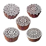 Royal Kraft Indisch Entwürfe Blumen und Mandala Holz Stempel für Drucken (Set von 5)