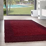 Unbekannt Shaggy Hochflor Langflor Bordüre Teppich Wohnzimmer Carpet Farben & Größen, Größe:60x110 cm, Farbe:R