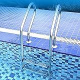 LYMHGHJ Edelstahl-Poolleiter, 2-stufige Handläufe für den EIN- und Ausgang des Schwimmbads rutschfeste Poolleiter (Silber)