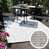 mynes Home Outdoor Teppiche In- & Outdoorteppich Flachgewebe Terrasse Garten Balkon geeigneter Teppich in Hell Grau mit Struktur Oberfläche Wetterfest, Größe: 160 cm x 230
