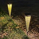 Metall solarlampen für Außen, 2 Stück Led Gartenleuchten Solar,Garten solarleuchten mit IP65 Wasserdichte, Dekoration Leuchten für Außen Rasen Weg Balkon [Energieklasse A++]