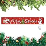 Große Frohe Weihnachten Banner 3m Xmas Veranda Schild hängende Dekorationen Weihnachtsbanner mit Aufschrift Merry Christmas für Christmas Party Yard Dek