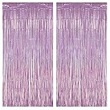 LIHAO 2 Stück Lametta Vorhänge Folie Fringe Tinsel Fransen Vorhang Schimmer Glitzervorhang Metall Folie Vorhang Girlande Party Deko für Valentinstag Party Gerburtstag Hochzeit (Laser Lila)