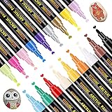 YITHINC Acrylstifte für Ostereier Bemalen,18 Farben Steine Bemalen Stifte Set,Acrylstifte für Steine Wasserfest,Bemalen,Basteln,Stifte Kinder,Keramik,Glas,Holz,Mittelgroße Spitze,Schnelltrock