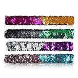 Yanni 5 Stück Pailletten Slap Armbänder zweifarbig wendbar Charm Pailletten Flip Armb