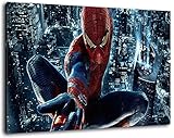 Spiderman Format 80x60 cm Bild auf Leinwand, XXL riesige Bilder fertig gerahmt mit Keilrahmen, Kunstdruck auf Wandbild mit R