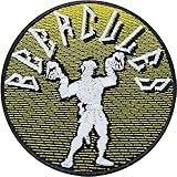 Lustiger Aufnäher BEERCULES Spiel Aufbügler Bierkules für Jungesellenaschied Herkules Biertrinker Bügelbild Fasching Poltern Patch Geburtstag Bierliebhaber Team Bräutigam Geschenk Männer 80x80