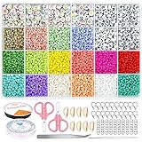 8400PCS Perlen Zum Auffädeln 3mm,Glasperlen Set,3mm Mini Perlen,Glasperlen Rund 3mm,Perlen Zum Basteln,Perlen Mit Elastischen Schnur,Schmuckherstellung,Perlen Set,Rocailles 3