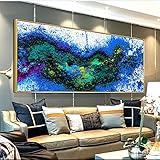 Große Größe Blau Grün Weiß Kunst Poster Und Druck Abstrakte Wolken Wandbild Leinwand Modernes Ölgemälde Für Wohnzimmer 40x80cm (16x32in) Mit R