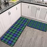 Reebos 2 Stück Küchenmatte Teppich Flanell rutschfest Abercrombie Tartan Küche Bodenmatte Weich Badteppich Fußmatte Läufer Teppich S