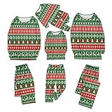 Weihnachtsoutfit Familie Set Weihnachten Schlafanzug Xmas Streifen Druck Zweiteiler T Shirt + Hosen Outfits Langarm Weihnachtspyjama Nachtwäsche Für Herbst Winter Weihnacht Neuj