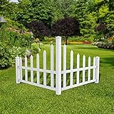 APICRED Vinyl-Eck-Picket-Zaun, Land, Ecklatte, Garten, Lattenzaun, Kunststoff, weiß, Zaunpaneel, Sichtschutz, Vinyl-Zaun, Stil 2, 1 Stück