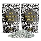 MyGlitterWall Glitzerpulver für Dispersionsfarbe, 300 g, glitzernde Wanddekorationen, perfekt für drinnen und draußen (Silber)