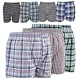 Pack Herren gewebte Boxershorts klein kariert gemustert 100% Baumwolle reiche amerikanische Boxershorts Hosen Unterwäsche Trunks Slips - Loose Fit Mehrfarbig, alle Jahreszeiten Gr. L, Pack of 12