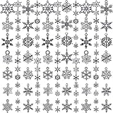 WILLBOND 70 Stücke Weihnachten Schneeflocke Charme Silber Sammlungen Antike Anhänger Charme Schmuck Bastel Bedarf für DIY Halskette Armband (Weihnachten Schneeflocke)