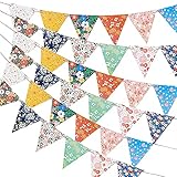 Cdemiy Beidseitig Wimpel Girlande, 3 Pcs Dreieckiges Papierbanner, Vintage Dreieck Flagge Girlande, für Outdoor Party Hochzeit Geburtstag Dek