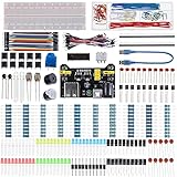 BOJACK 37 Werte 480-teiliges Elektronik-Komponenten-Spaß-Kit mit Stromversorgungsmodul, Überbrückungskabel, Präzisionspotentiometer, 830-Punkte-Breadboard, kompatibel mit STM32, Raspberry Pi,