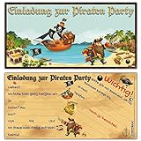 BREITENWERK 12 Piraten Einladungskarten im Set zum Ausfüllen - ideale Einladungen für Jungen und Mädchen Kinder-Geburtstag Party oder S