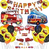 Geburtstagsdeko Feuerwehr, Feuerwehrauto Folienballon Geburtstagdeko, Feuerwehr Deko Kindergeburtstag,Feuerwehrauto Spielzeug für Baby Junge, Feuerwehrmann Geburtstagsfeier Dek