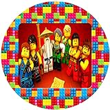 Essbarer Fondant Tortenaufsatz, Happy Birthday, vorgestanzt kompatibel mit Lego Ninjago T69