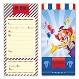 Einladungskarten Kindergeburtstag Jungen Mädchen 8 Stück Karten - Zirkus Clown Tick