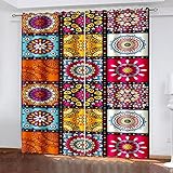 HAOGG 2 Stück Verdunkelungsvorhänge, 3D Rot Muster Abstrakt Böhmen 2 X 132X240Cm Blickdichter Vorhang Mit Ösen, Thermovorhang, Vorhang Mit Ösen, Verdunkelungsvorhänge Für Schlafzimmer, Wohnzimmer - G