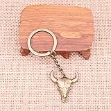 Boomli Mode Schlüsselbund 32X28Mm Stier Schädel Anhänger DIY Herren Auto Schlüsselbund Ringhalter Souvenir Geschenk