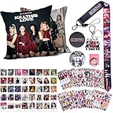 Jimiston Blackpink Geschenkset für Blink -1 Blackpink-Kissenbezug / 40 Lomo-Karten / 12-Blatt-Aufkleber / 1 Lanyard / 1 Telefonhalter / 1 Schlüsselbund / 2 BTS-Knop