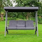 HOME DELUXE - Hollywoodschaukel DESCANSO - Farbe: Grau - inkl. Sitz- und Rückenkissen - pulverbeschichtet - B/H/L 115cm x 195cm x 198cm I Gartenliege Gartenlounge Schaukellieg