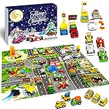 iZoeL Adventskalender Junge Fahrzeuge 24 Überraschung Baufahrzeug Feuerwehrfahrzeugen Schulbus Weihnachtskalender Geschenk für Kinder ab 3 -12 J