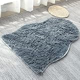 OYIMUA Hochflor Teppich 60×90 cm Grau blau, Moderner Flauschig Teppich Wohnzimmer Kinderzimmer Deko Schlafzimmer Flur Läufer Outdoor Teppich Fellteppich Kunstfell Shaggy Einfarbig Bettvorleg