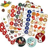 24 Adventskalender Zahlen Aufkleben, Aufkleber Weihnachten Adventskalender 10 x 24 Sticker, Aufkleber für Adventskalender, Selbstklebende Runde Form, Zum Basteln und Dekorieren, zahlenaufkleber 1-24