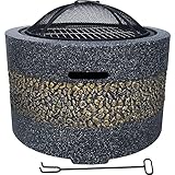 3 in 1 Feuerstellen im Freien, Tischgrill Garten/Terrassenheizung/Eisgrube mit Log Poker, Holzbefeuerte Grills, Räuchergrill zum Kochen auf der T