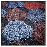 Bitumen Dachschindeln - Hexagon Dachpappe Für 1m² Dachfläche - Farbe: Rot/Blau - 7 Stück | Biberschwanzschindeln Für Gartenhäuser Geeignet (Color : Blue)