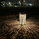 2 Stück*LED Solar Laterne für Draußen, Solar Garten Hängende Laterne Zylinderförmige Nachtlicht, Wasserdicht IP44, Warm White, solar grablicht wasserdicht für veranda Rasen Hof Gehweg W